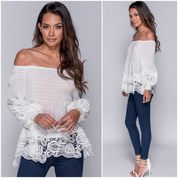 🆕Abby Lace Trim Bardot Top - Picture 2 of 4